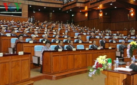 Phiên họp sáng 20/2 của Quốc hội Campuchia.
